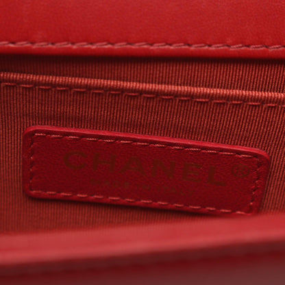 Chanel Boy Shoulder Bag Red Lambskin