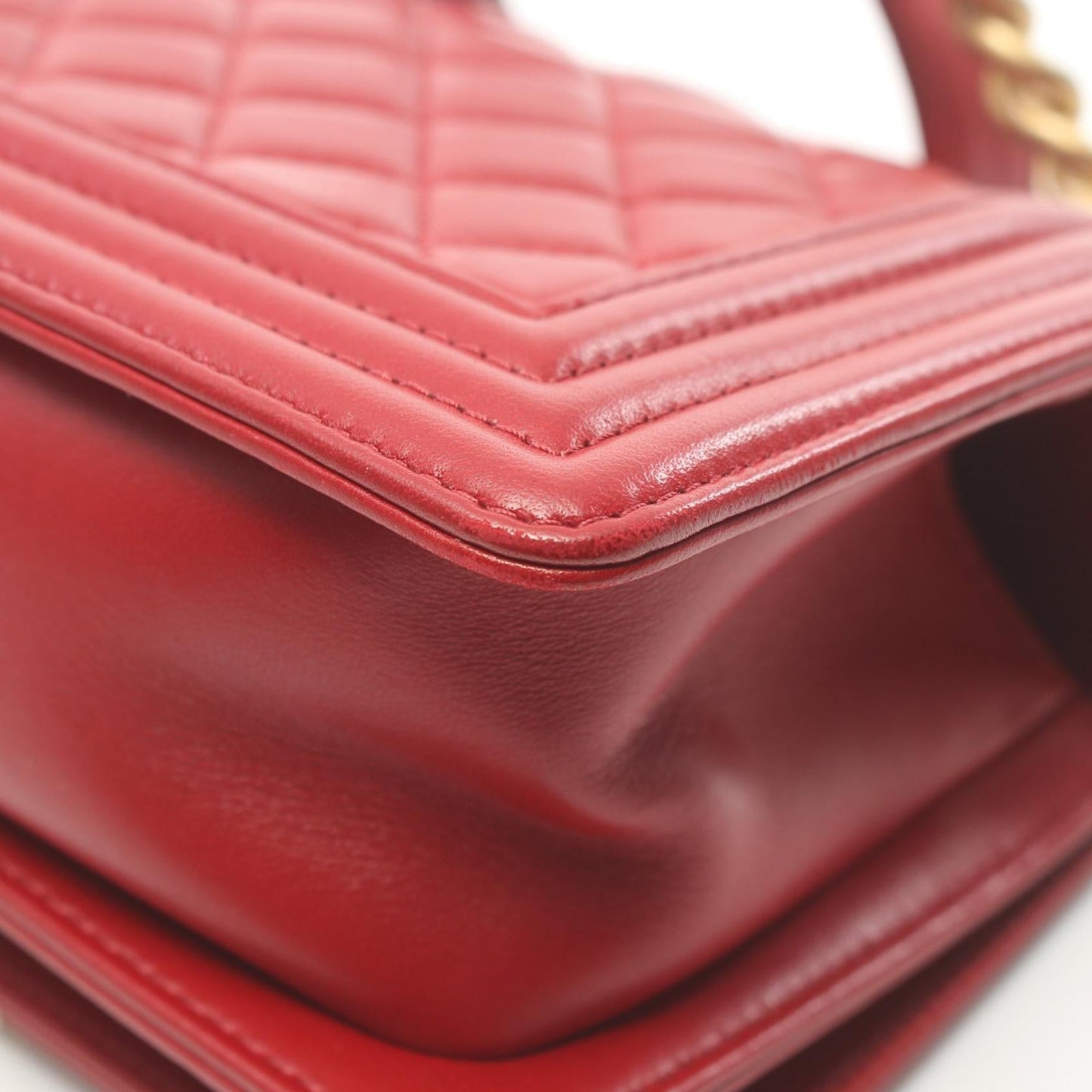 Chanel Boy Shoulder Bag Red Lambskin