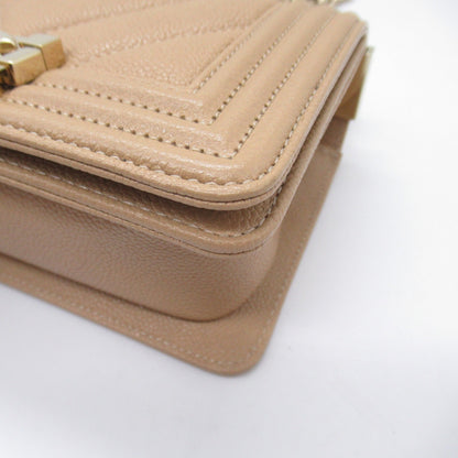 Chanel Boy V-Stitch Caviar Shoulder Bag Beige
