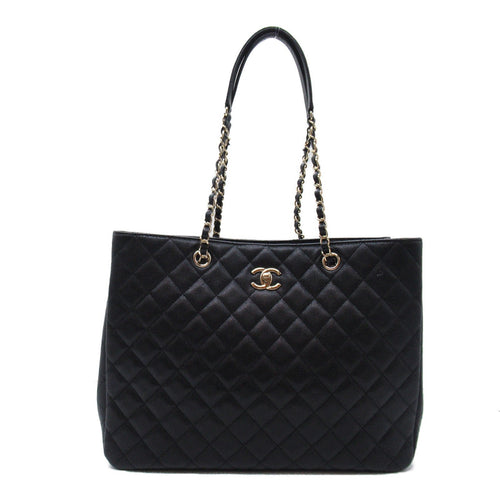 Chanel Chain Tote Bag Caviar Leather Black