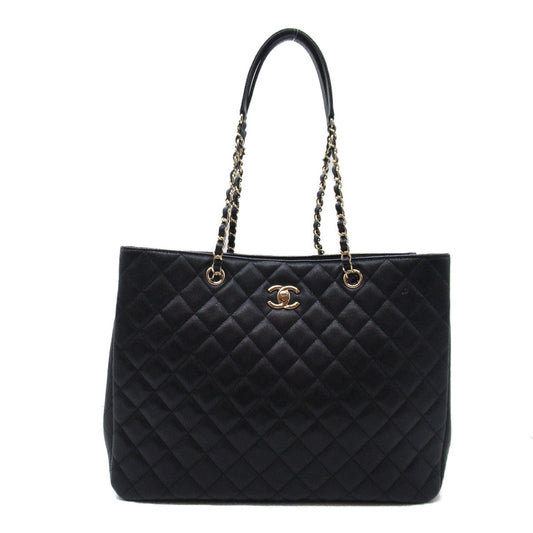 Chanel Chain Tote Bag Caviar Leather Black