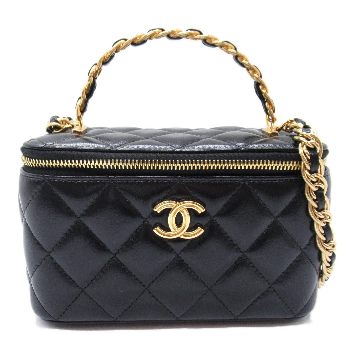 Chanel Chain Vanity Bag Black Leather