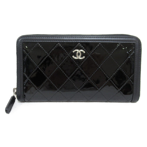 Chanel Black Enamel Round Wallet
