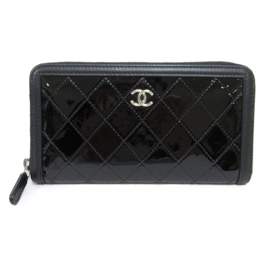 Chanel Black Enamel Round Wallet