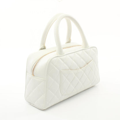 Chanel CC Quilted Caviar Bowling Bag Leather Handbag A20996 in New Condition