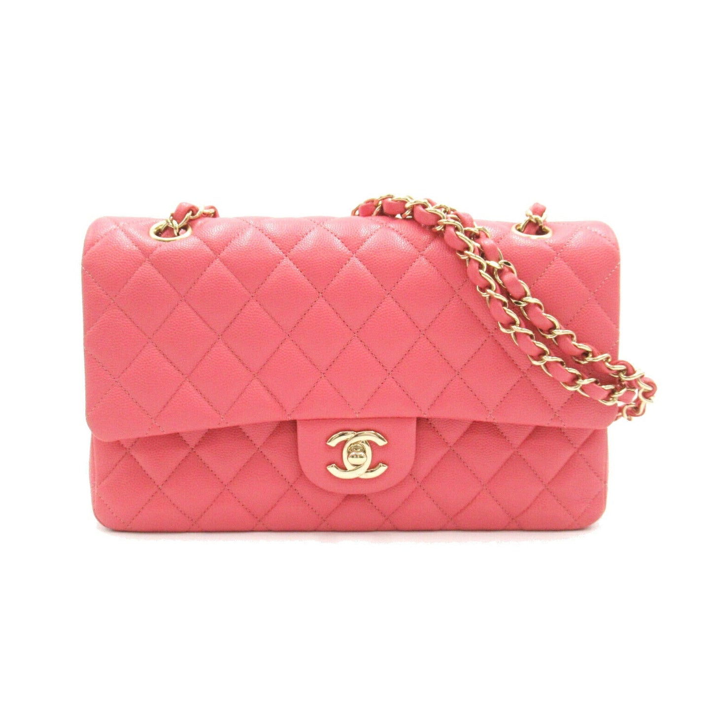 Chanel Caviar Double Flap Shoulder Bag Pink