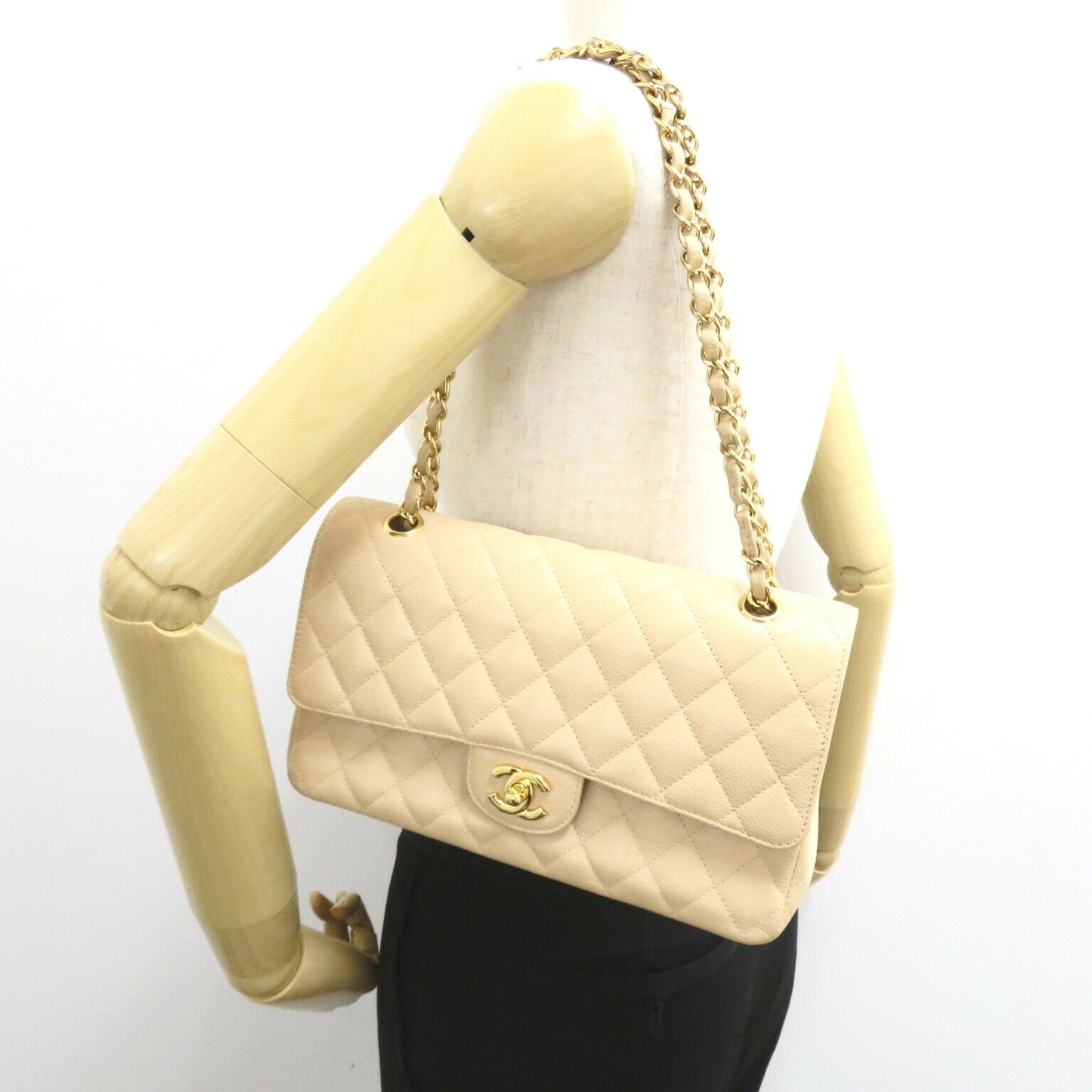 Chanel Caviar Skin Double Flap Shoulder Bag