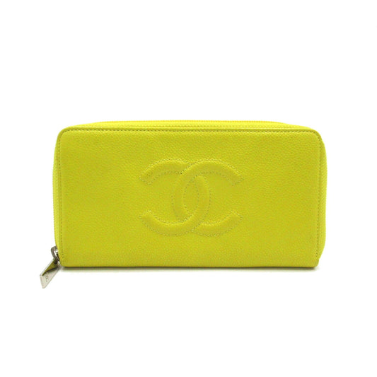 Chanel Caviar Skin Round Wallet Yellow
