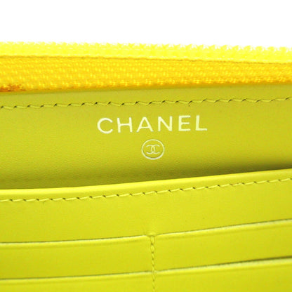 Chanel Caviar Skin Round Wallet Yellow