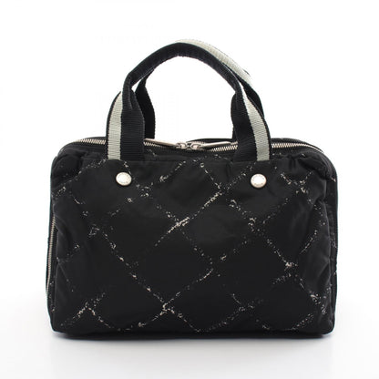 Chanel Nylon Travel Line Handbag Black Ivory