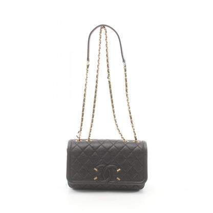 Chanel Caviar CC Filigree Shoulder Bag Black