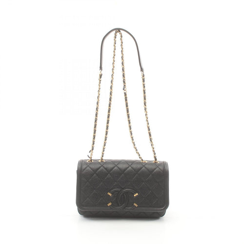 Chanel Caviar CC Filigree Shoulder Bag Black