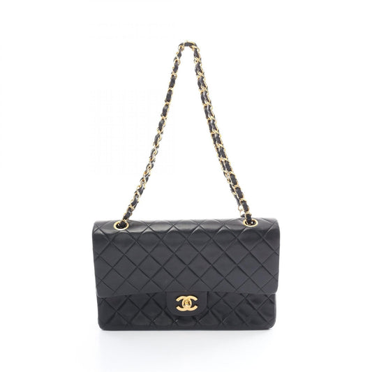 Chanel Matelasse W Flap Shoulder Bag Black