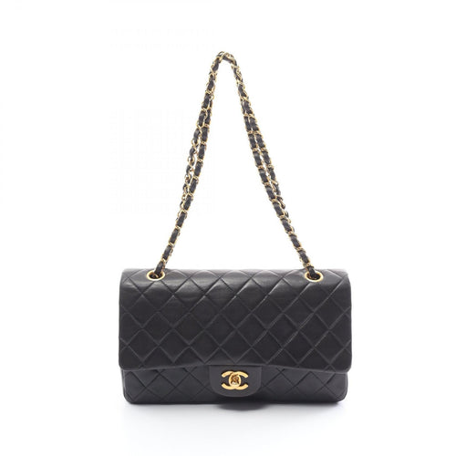 Chanel Matelasse W Flap Shoulder Bag Black