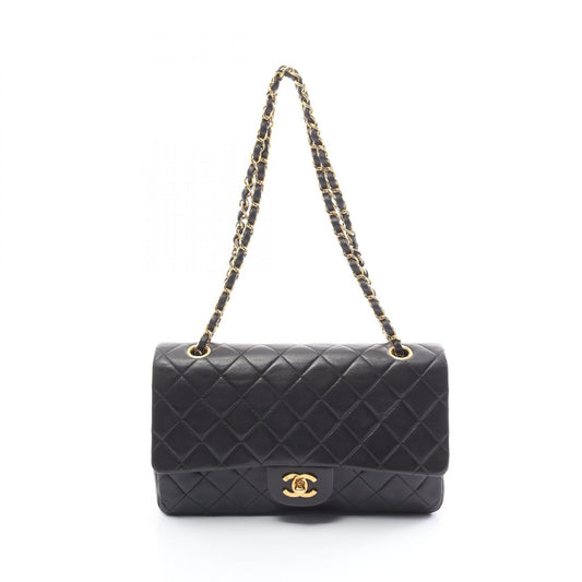 Chanel Matelasse W Flap Shoulder Bag Black