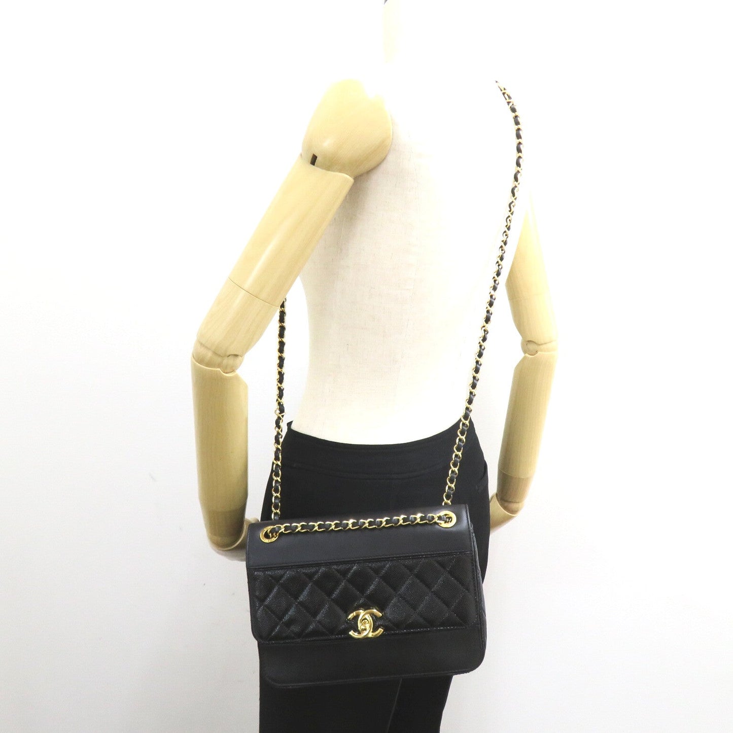 Chanel CC Caviar Chain Flap Bag Leather Shoulder Bag AS0949