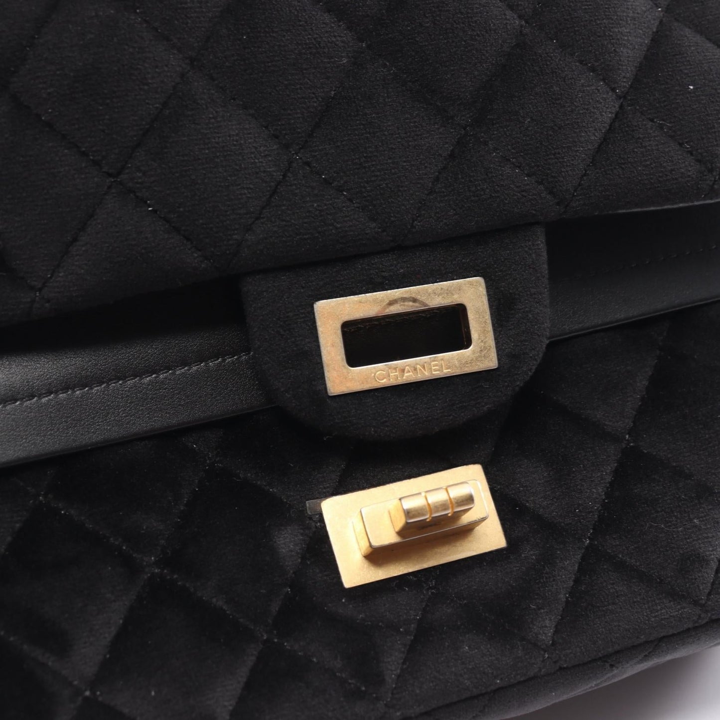 Chanel  2.55 Double Flap Chain Shoulder Bag Canvas Shoulder Bag A37586