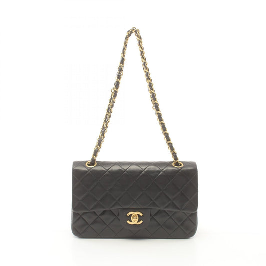 Chanel Matelasse W Flap Shoulder Bag Black