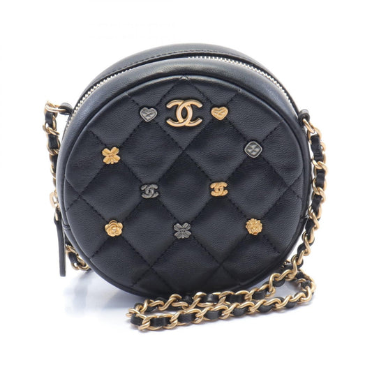Chanel Quilted Leather Round Chain Crossbody Bag Leather Crossbody Bag in New Condition