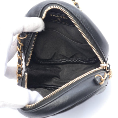 Chanel Quilted Leather Round Chain Crossbody Bag Leather Crossbody Bag in New Condition