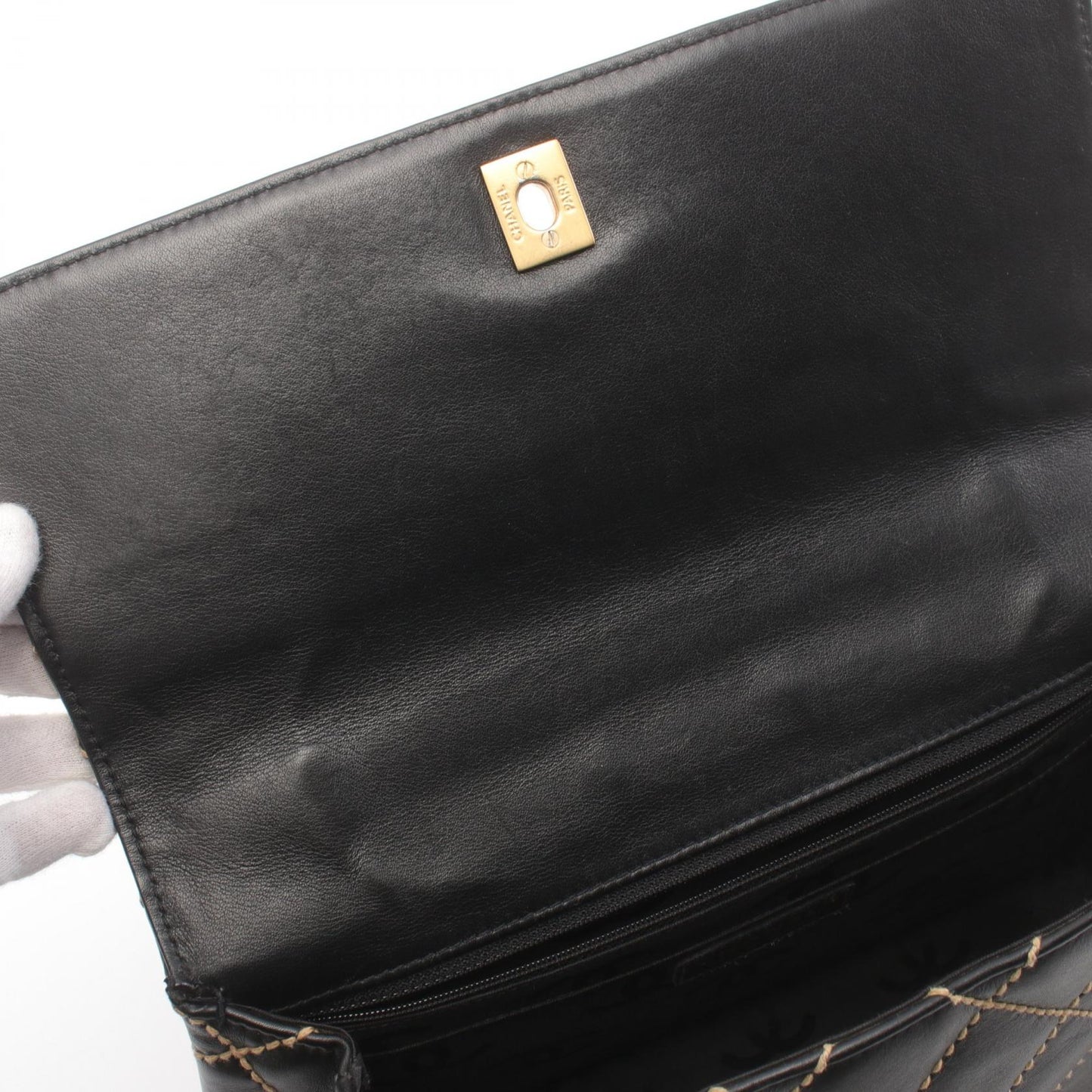 Chanel Wild Stitch Leather Handbag Black