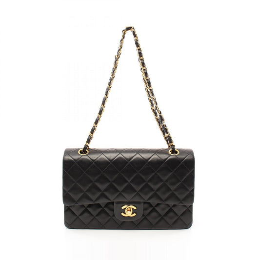 Chanel Matelasse W Flap Shoulder Bag Black