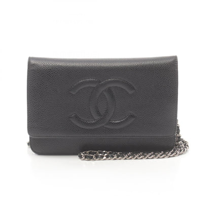 Chanel Caviar Skin Shoulder Bag Black
