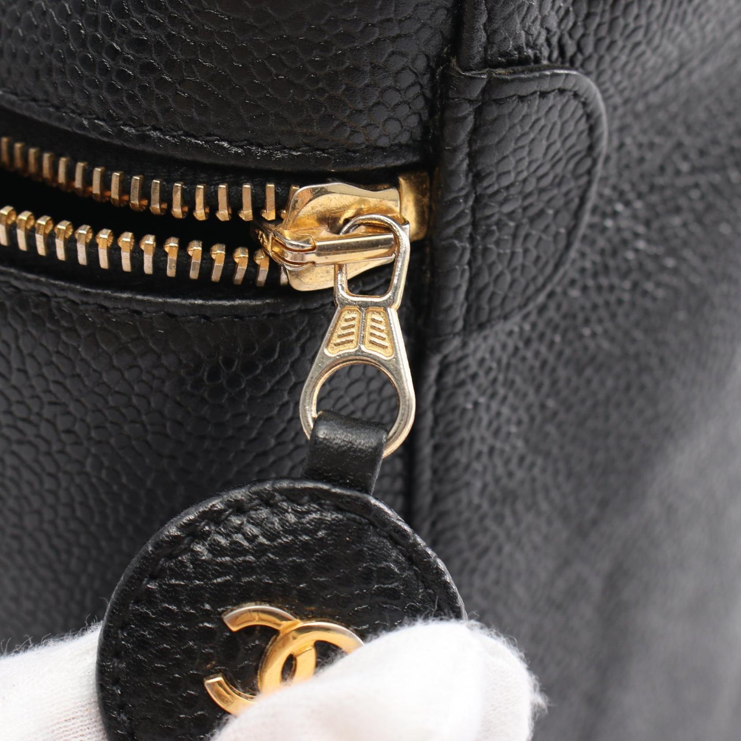 Chanel Caviar Skin Coco Mark Handbag Black