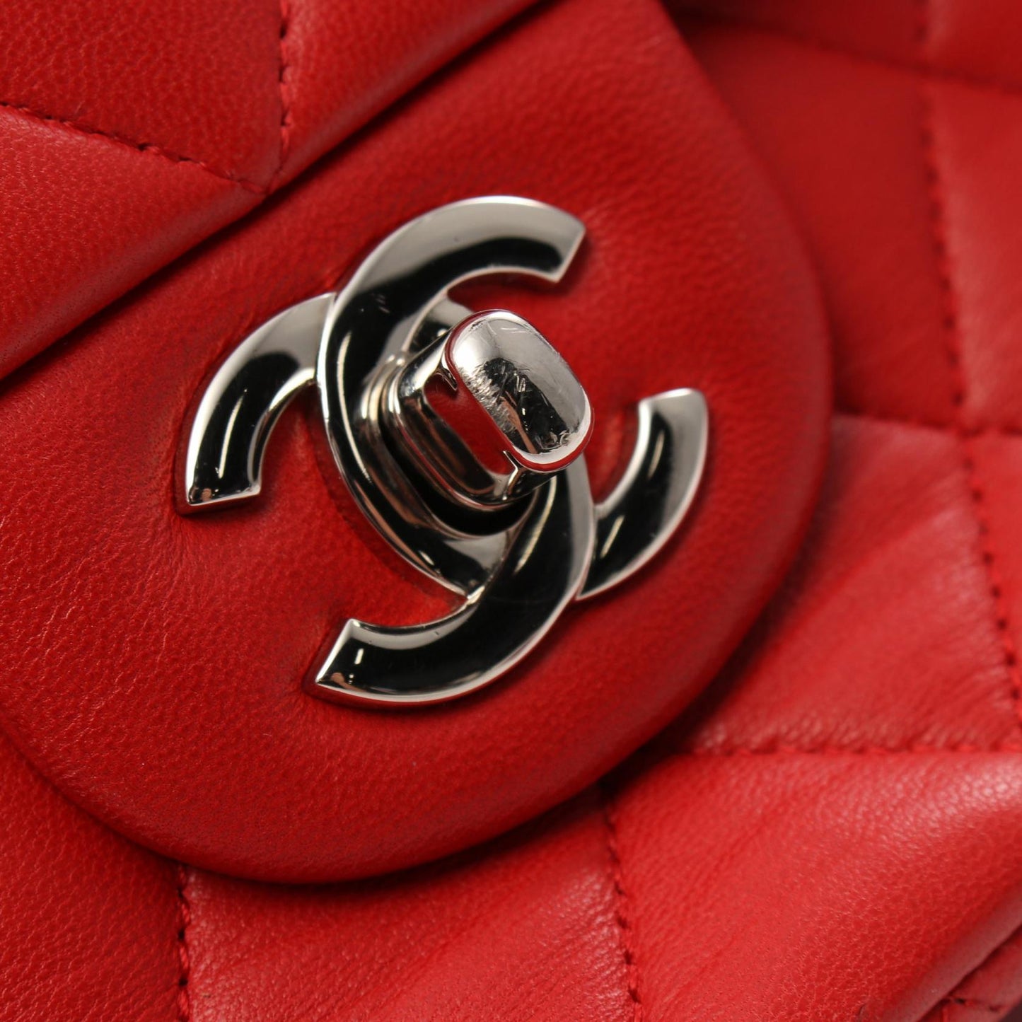 Chanel Matelasse W Flap Shoulder Bag Red