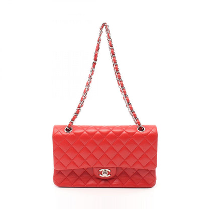 Chanel Matelasse W Flap Shoulder Bag Red