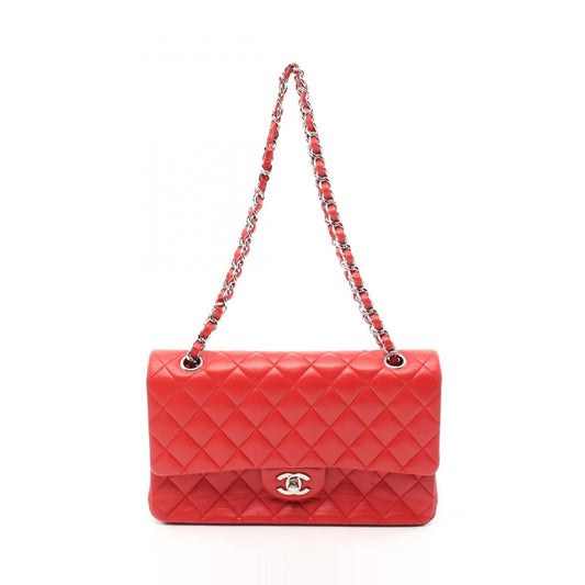 Chanel Matelasse W Flap Shoulder Bag Red