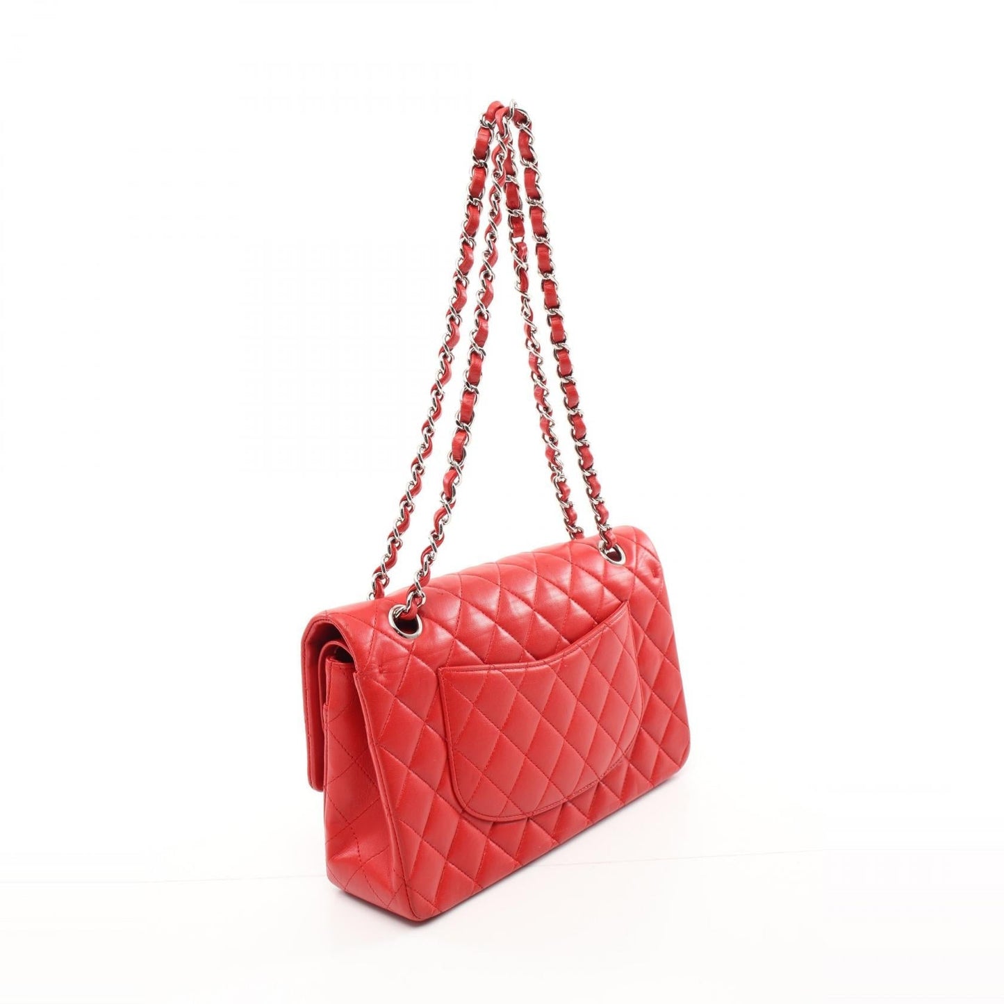 Chanel Matelasse W Flap Shoulder Bag Red