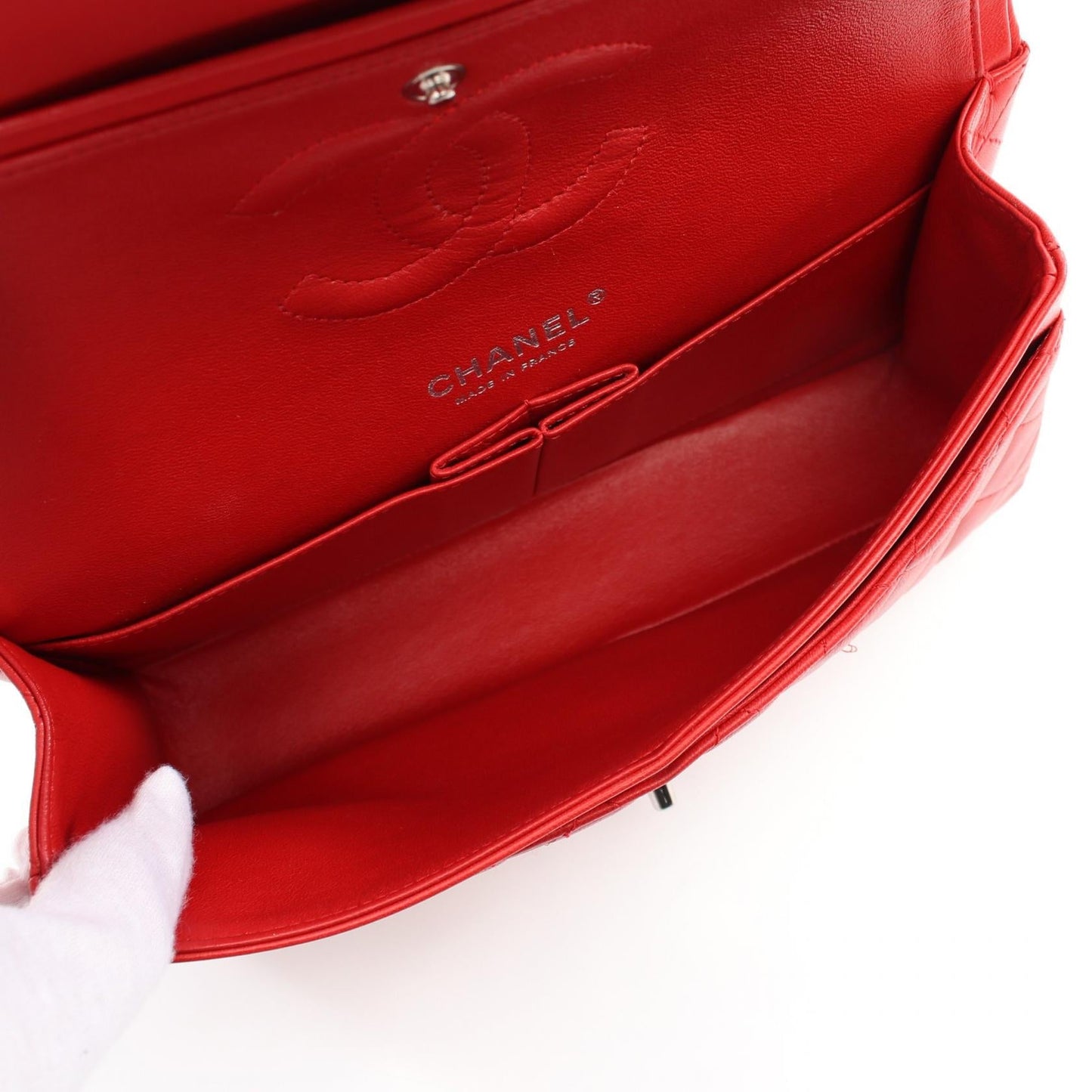 Chanel Matelasse W Flap Shoulder Bag Red