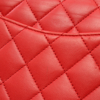 Chanel Matelasse W Flap Shoulder Bag Red