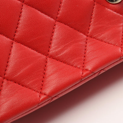 Chanel Matelasse W Flap Shoulder Bag Red