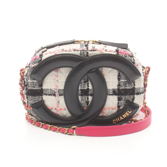Chanel Coco Mark Fabric Leather Shoulder Bag