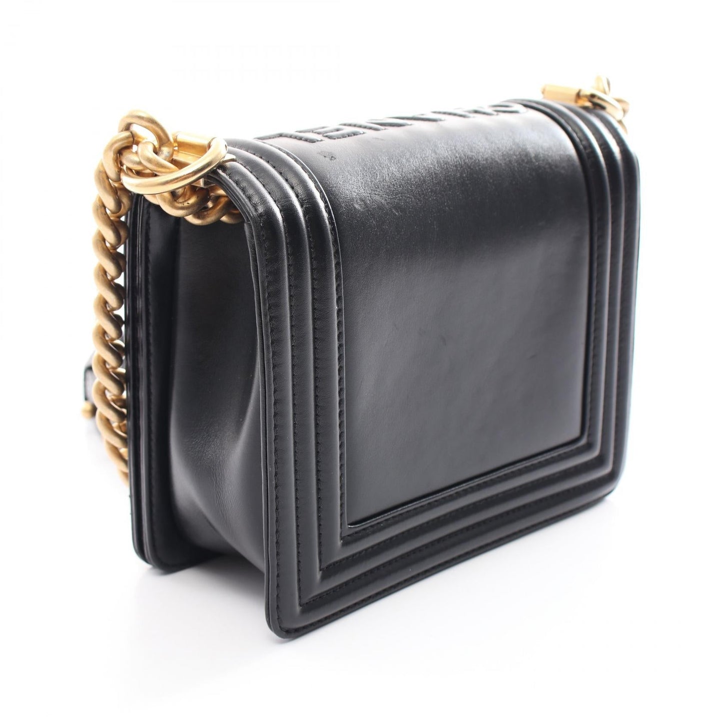 Chanel Boy Leather Shoulder Bag Black AS3018