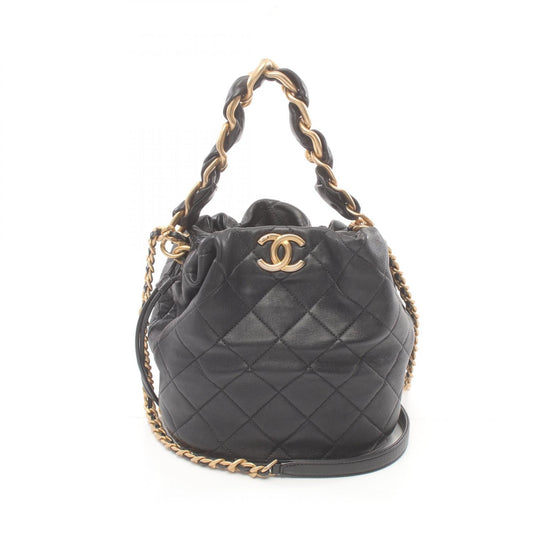Chanel Leather Matelasse Shoulder Bag Black