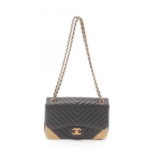 Chanel V-Stitch Lambskin Shoulder Bag Brown