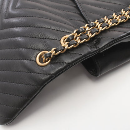 Chanel V-Stitch Lambskin Shoulder Bag Brown
