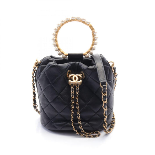 Chanel Leather Matelasse Shoulder Bag Black