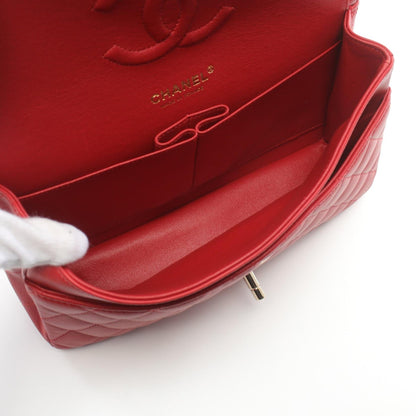 Chanel Matelasse W Flap Shoulder Bag Red