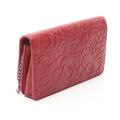 Chanel Camellia Lambskin Shoulder Bag Red