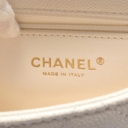 Chanel Caviar Skin Matelasse Shoulder Bag White
