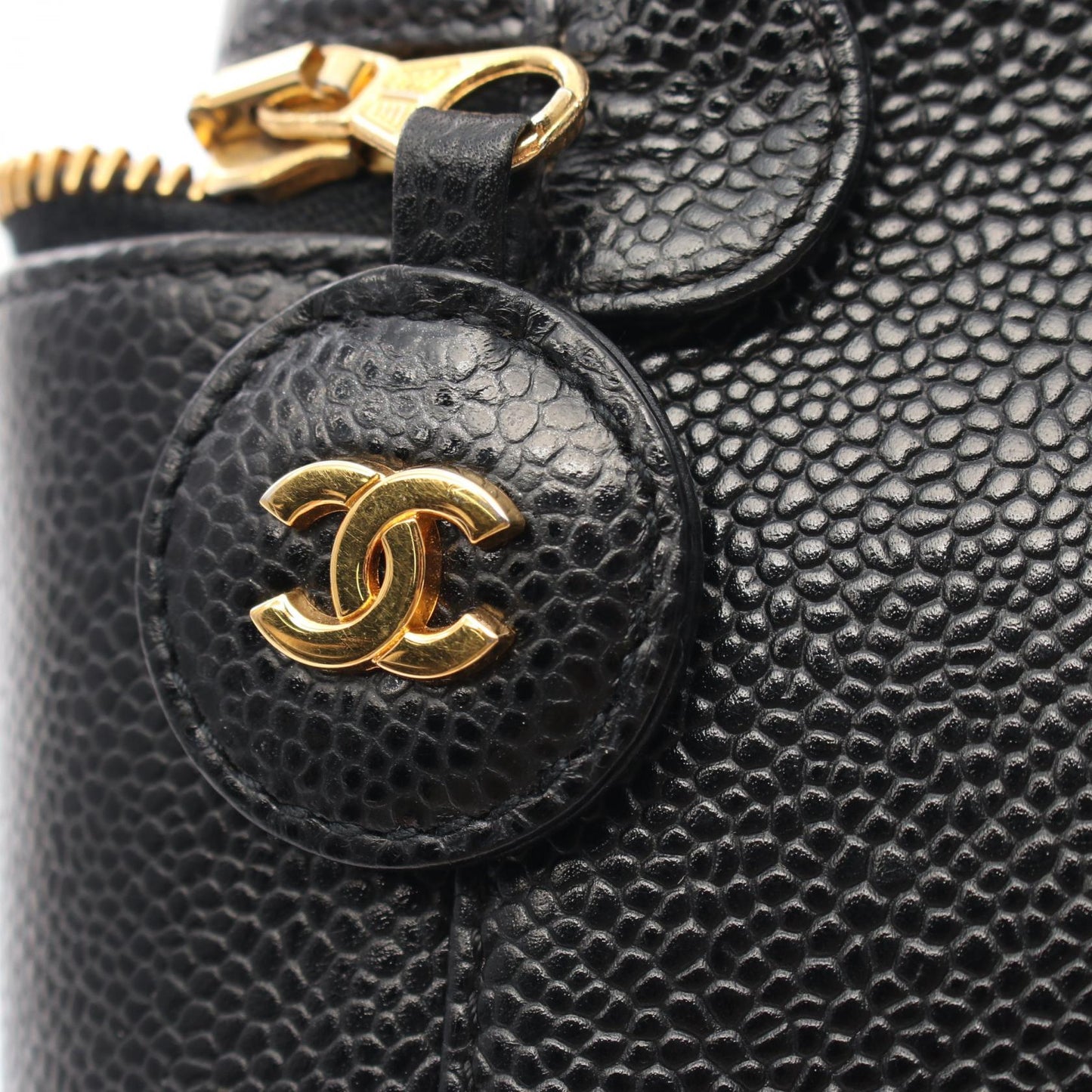 Chanel Caviar Skin Coco Mark Handbag Black
