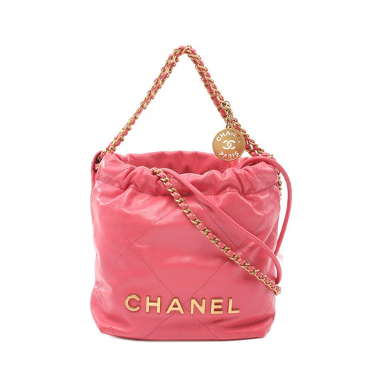 Chanel 22 Leather 2way Shoulder Bag Pink