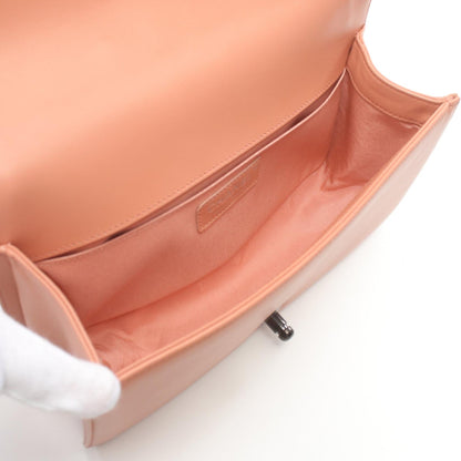 Chanel Boy Matelasse Leather Shoulder Bag Orange