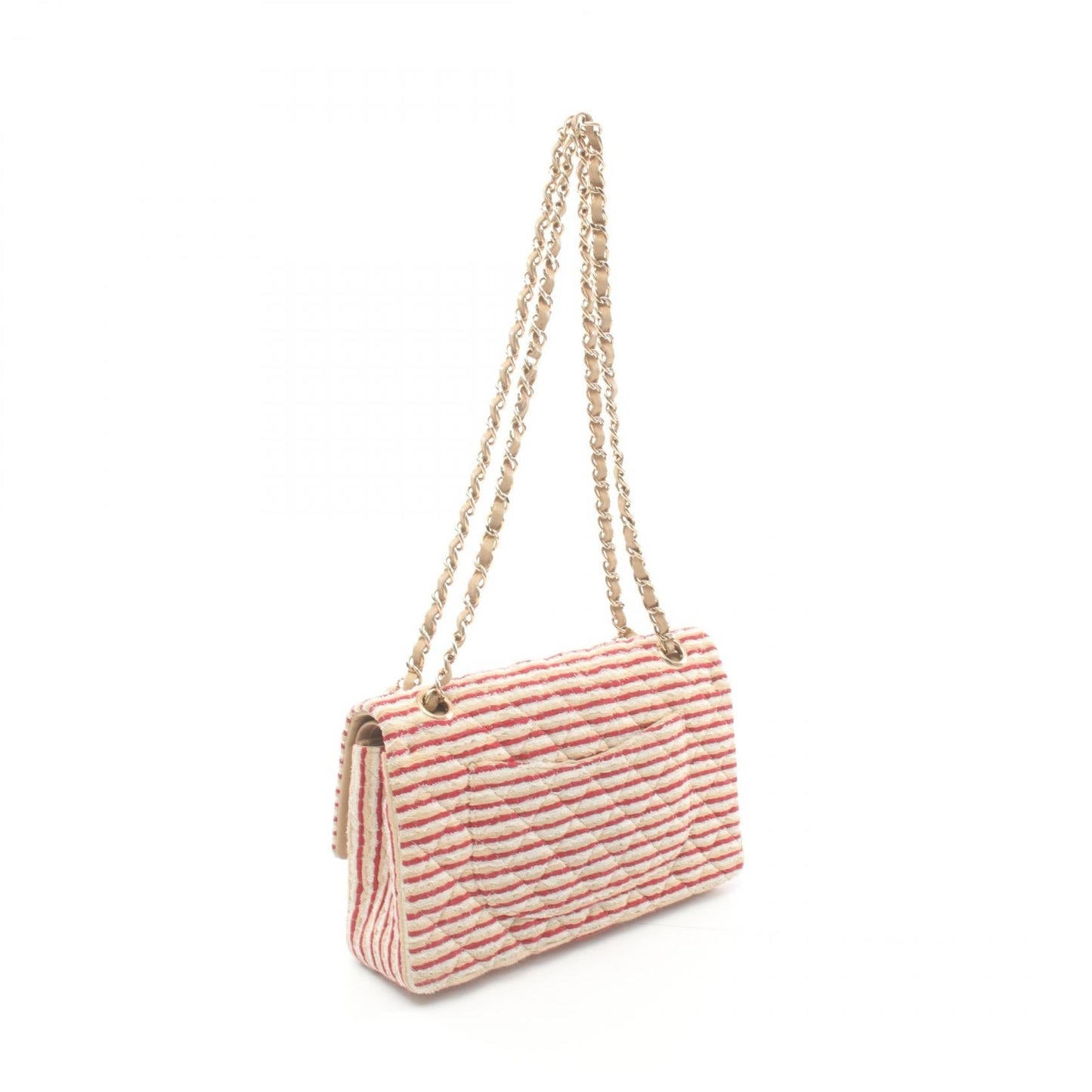 Chanel Matelasse W Flap Shoulder Bag Canvas Leather