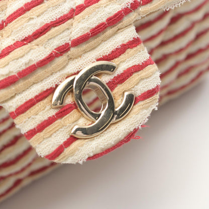 Chanel Matelasse W Flap Shoulder Bag Canvas Leather