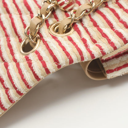 Chanel Matelasse W Flap Shoulder Bag Canvas Leather